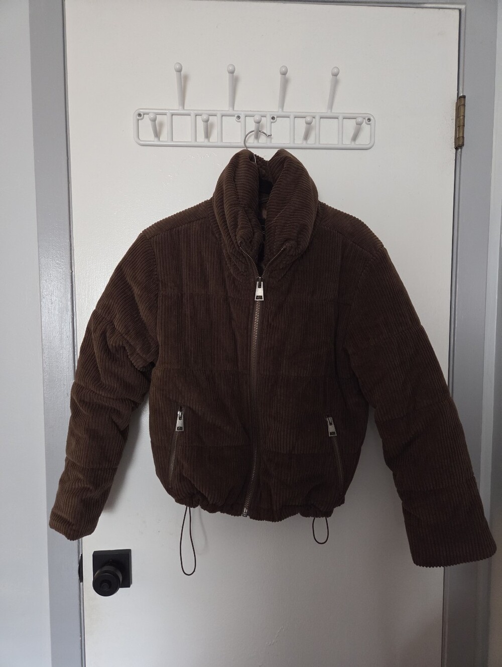 Cleo + Wolf Boot Barn Chocolate Brown Corduroy Cropped Puffer Jacket Small